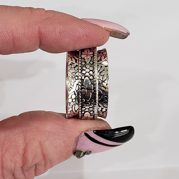 Black onyx gemstone, 925 silver ring, spinner ring - Picture 8 of 8